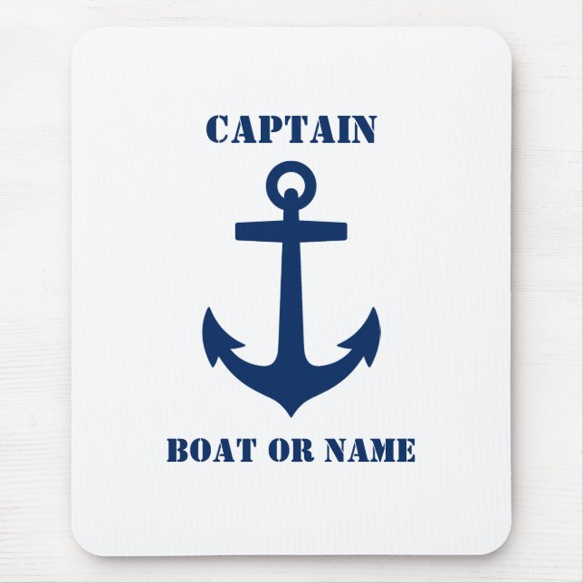 Nautical Classic Anchor Kapten Boat eller Namn Musmatta (Framsidan)
