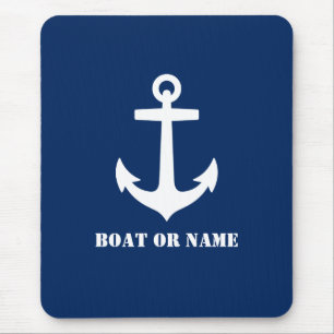 Nautical Classic Anchor Your Boat eller Namn Blue Musmatta