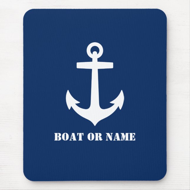 Nautical Classic Anchor Your Boat eller Namn Blue Musmatta (Framsidan)