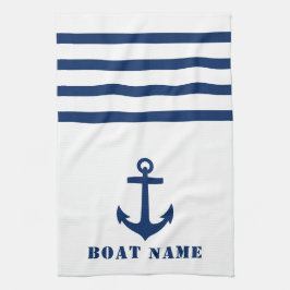 Nautical Classic Anchor Your Boat Namn Blue Rand Kökshandduk