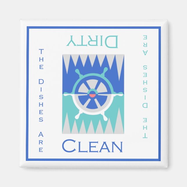 Nautical Clean eller Dirty Dishwasher Magnet (Framsidan)