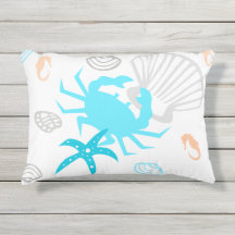 Nautical Coastal Beach Crab Dekorativ kudde