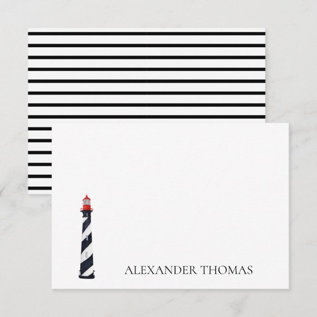 Nautical Coastal Black and White Lighthouse (Fram/baksida)