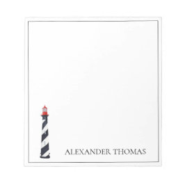 Nautical Coastal Black and White Lighthouse Anteckningsblock