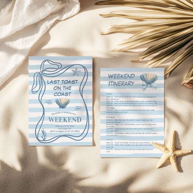Nautical Coastal Blue Seashell Bachelorette Inbjudningar (Skapare uppladdad)