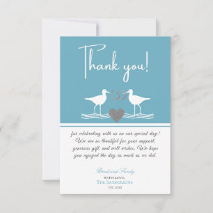 Nautical Coastal Bröllop Dusty Blue Sandpipers Tack Kort