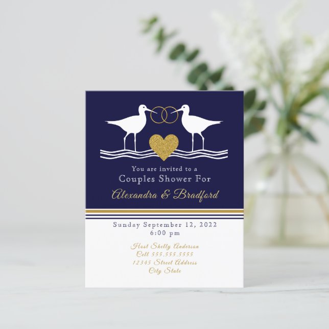 Nautical Coastal Couwer Navy Blue Sandpiper (Stående Fram)