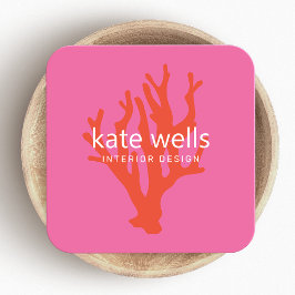 Nautical Coastal Red Coral Reef Fyrkantigt Visitkort