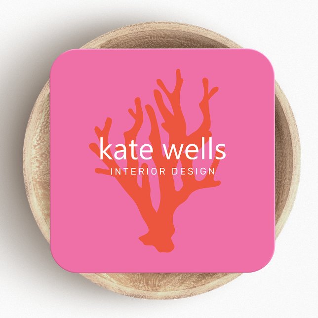 Nautical Coastal Red Coral Reef Fyrkantigt Visitkort (Skapare uppladdad)