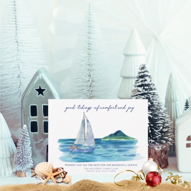 Nautical Coastal Watercolor-julkort Julkort (Skapare uppladdad)