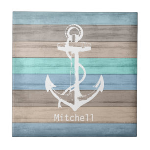 ⚓ Nautical Colorful Wood Kakelplatta