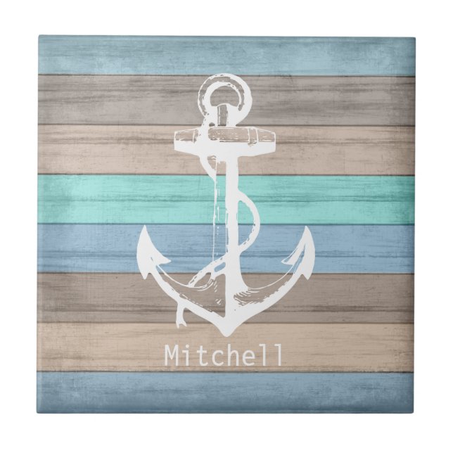 ⚓ Nautical Colorful Wood Kakelplatta (Framsidan)