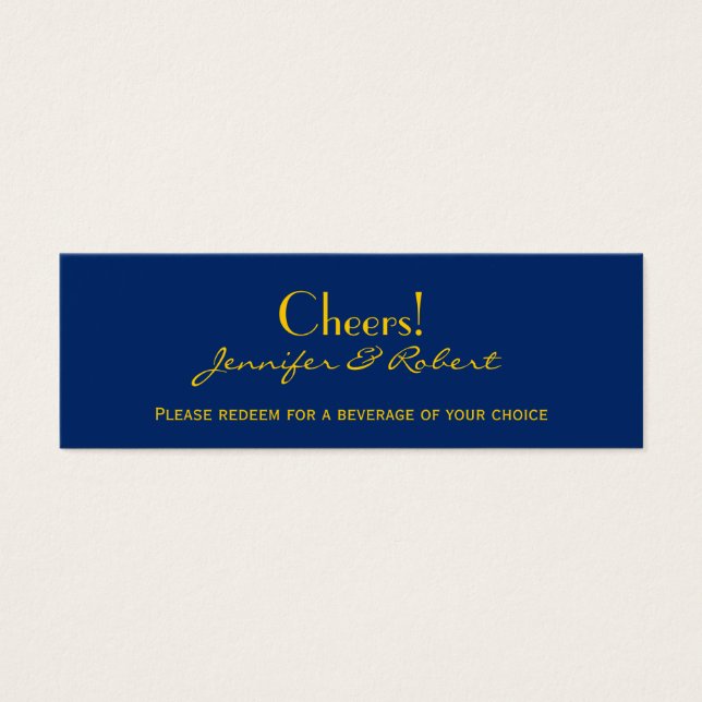 Nautical Compass Navy Gult Bröllop Drink Biljett (Framsidan)