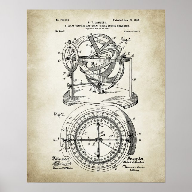 Nautical Compass Patent Poster (Framsidan)