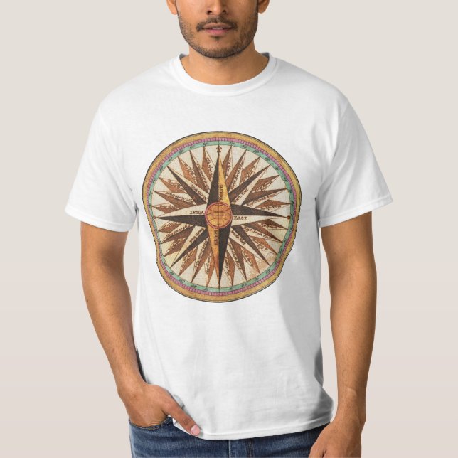 Nautical Compass T-Shirt Tee Shirt (Framsida)
