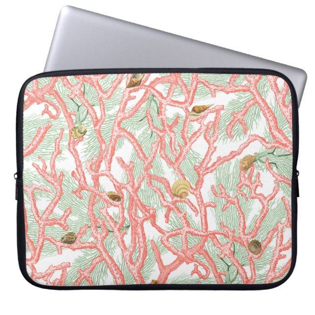 Nautical Coral Grenar Seashells Laptop Fodral (Framsidan)