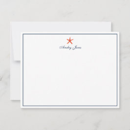 Nautical Coral & Navy Starfish Personlig Tack Kort