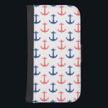 Nautical Coral och Navy Blue Anchors Mönster Plånboksfodral För Samsung Galaxy S4<br><div class="desc">Enkel mönster på ankarrader i korallrött och marint blått färg mot vit bakgrund. Charming nautisk design.</div>