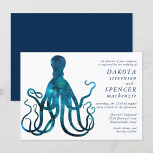 Nautical Cosmic Octopus Marina Sea Life Bröllop Inbjudningar