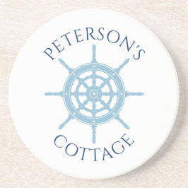 Nautical Cottage Navy Blue Personlig Namn Underlägg