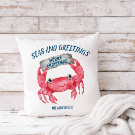 Nautical Crab Seas Hälsning Tropical Helgdag Kudde