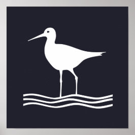 Nautical CRANE BIRD silhouette | Poster