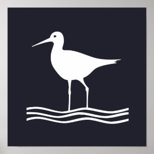 Nautical CRANE BIRD silhouette   Poster