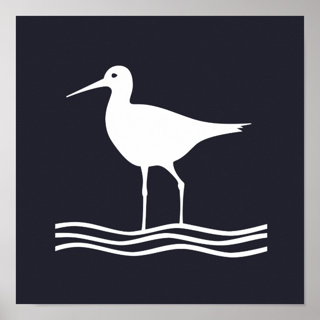 Nautical CRANE BIRD silhouette | Poster (Framsidan)