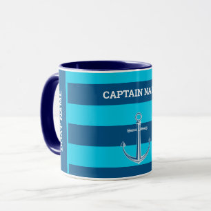 Nautical Customique Boat Namn Anchor Navy Blue Mugg