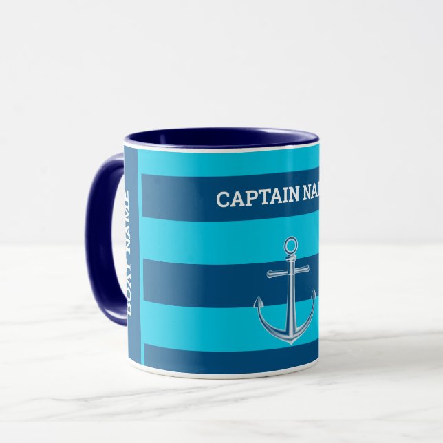 Nautical Customique Boat Namn Anchor Navy Blue Mugg (Framsida vänster)