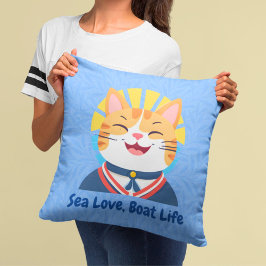 Nautical Cute Cat Gifts for Boat Owners Sailare Kudde
