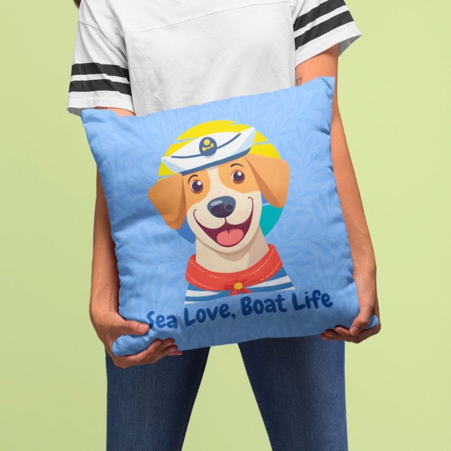 Nautical Cute Hund Gifts for Boat Owners Sailare Kudde (Nautical Cute Dog Gifts for Boat Owners Sailors)