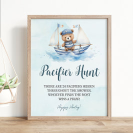 Nautical Cute Sailor Nalle Nappar Hunt Game Poster