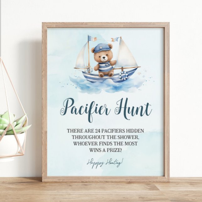 Nautical Cute Sailor Nalle Nappar Hunt Game Poster (Skapare uppladdad)