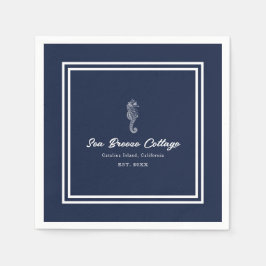 Nautical Delight: Blue and White Seahorse Pappersservett