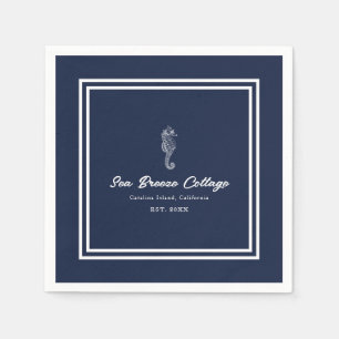 Nautical Delight: Blue and White Seahorse Pappersservett