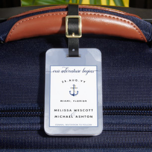 #Nautical Destination #Bröllop spara datum Bagagebricka