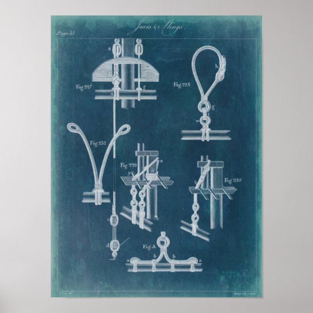 Nautical Detail Blueprint IV Poster (Framsidan)