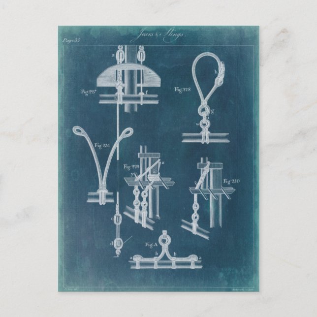 Nautical Detail Blueprint IV Vykort (Framsida)