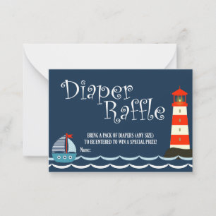 Nautical Diaper Raffle Biljett, Baby Shower, Ahoy Anteckningskort