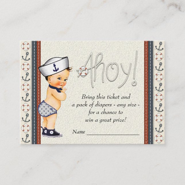 Nautical Diaper Raffle Biljett Tilläggskort (Framsida)
