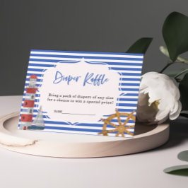 Nautical Diaper Raffle Blue Boy Shower Card Tilläggskort