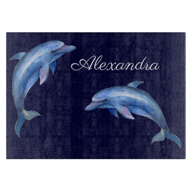 Nautical Dolphin Watercolor Navy Blue Coastal (Framsidan)