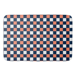 Nautical Doodles – Coral & Navy Mini Check Badrumsmatta