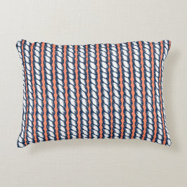 Nautical Doodles – Coral & Navy Rope Stripe Prydnadskudde