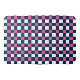 Nautical Doodles – Hot Pink & Navy Mini Check Badrumsmatta