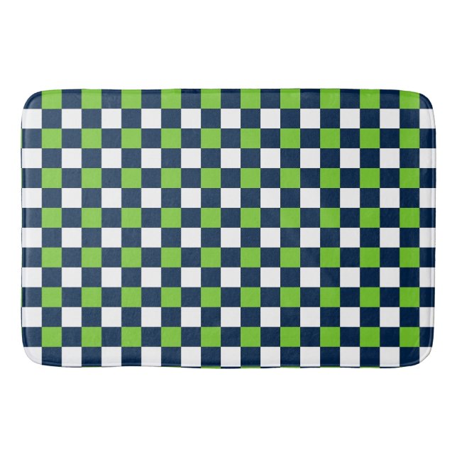 Nautical Doodles – Lime & Marinblå Mini Rutigt Badrumsmatta (Framsidan)
