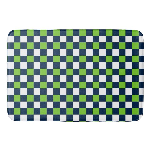 Nautical Doodles – Lime & Navy Mini Check Badrumsmatta (Framsidan)