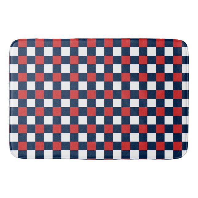 Nautical Doodles – Red & Navy Mini Check Badrumsmatta (Framsidan)