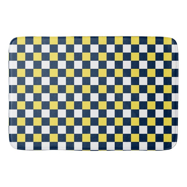 Nautical Doodles – Yellow & Navy Mini Check Badrumsmatta (Framsidan)